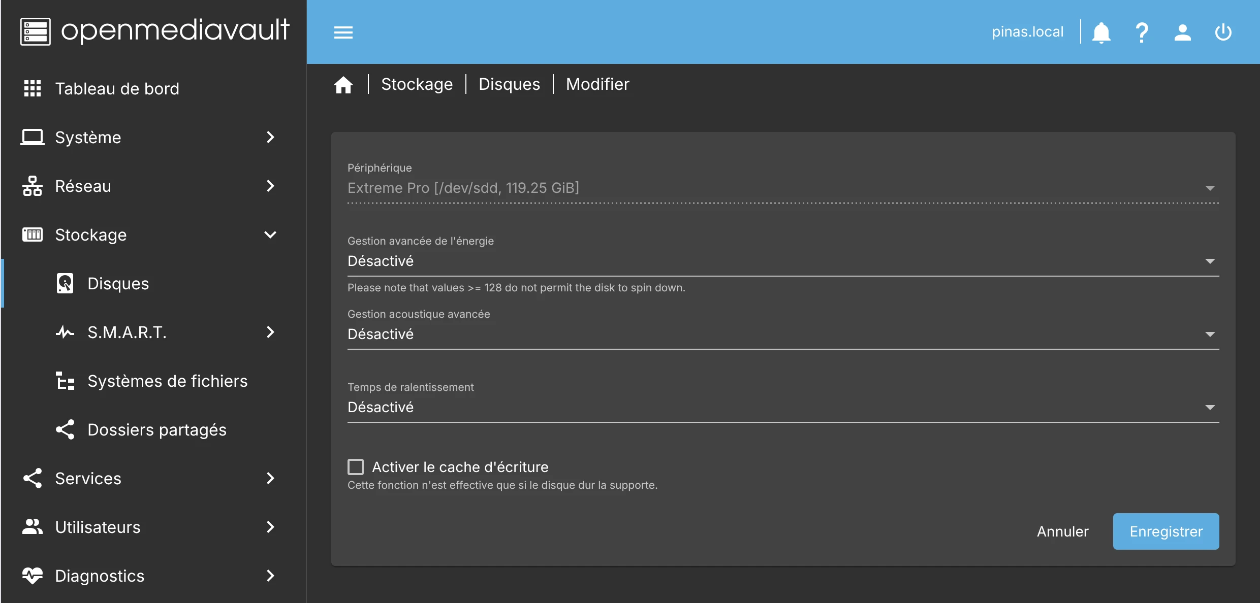 openmediavault - configuration disque