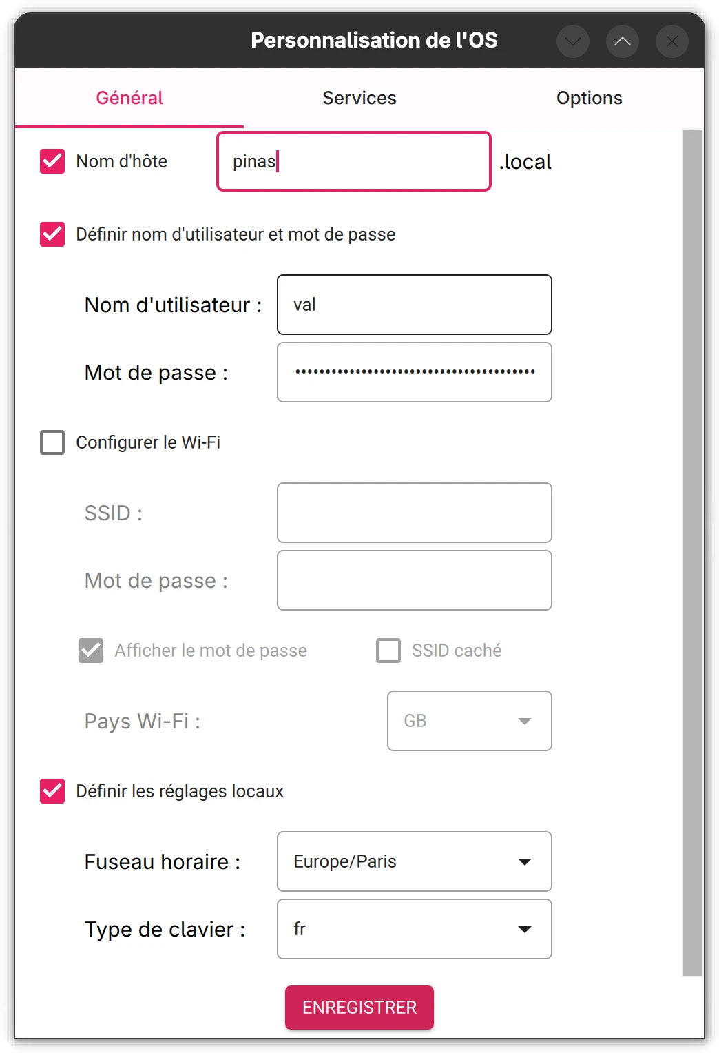raspberry pi manager - réglage général