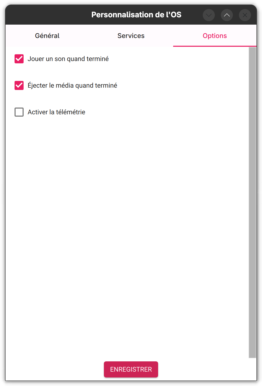 raspberry pi manager - choix options