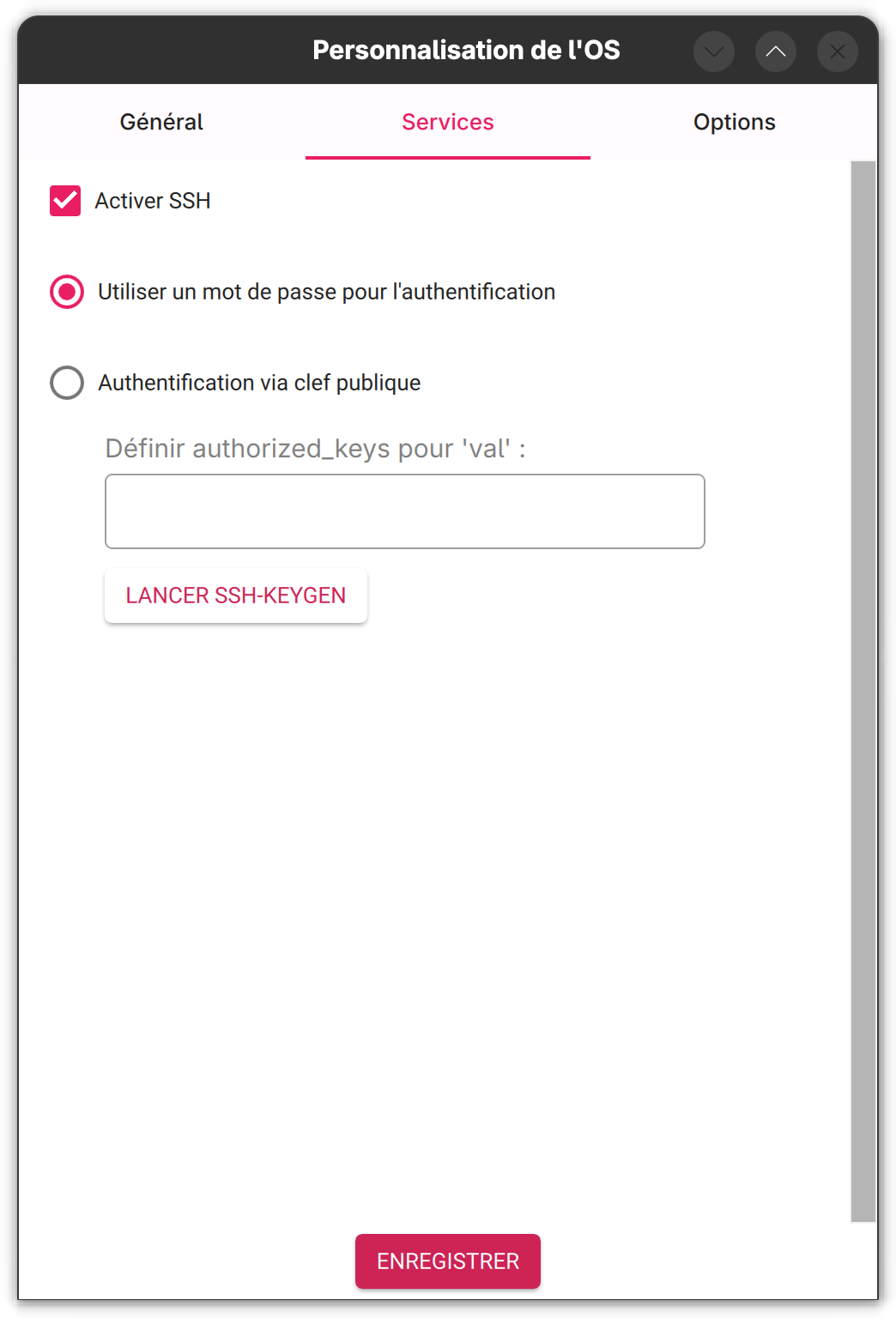 raspberry pi manager - choix services